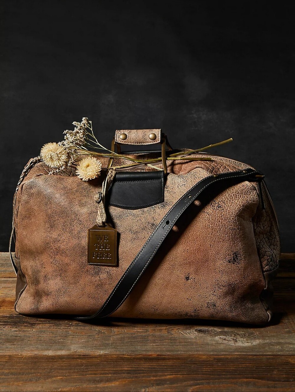 LIKE NEW WE THE FREE ASH LEATHER WEEKENDER BAG
